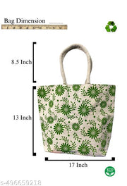 Heading: Eco-Chic Green Flower Canvas Bag
