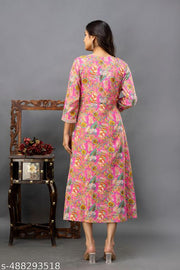 Cotton Kurtis Women's Printed Pattern  with embroidery work