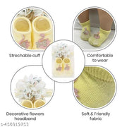 SYGA Baby Swan pattern Hairband & Shoes Set  Soft, Comfortable Fit for Ages 0-1 Years | Ideal for Newborns & Toddlers(Light Yellow)