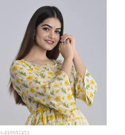 Trendy Rayon A Line Printed Anarkali Kurti for Women Solid Anarkali Kurti
