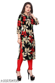Women Crepe Fabric Printed Straight Kurti, Size -S, M, L, XL, XXL, 2XL, XXXL, 3XL, 4XL, 5XL ( New Arrival New Design Fashionable Kurti )