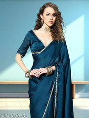 Beautiful Two Tone Rangoli Saree with Original Mirror Lace Border