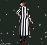 Polyster/Crepe fabric-Printed Stylish A-line Black Lining Kurti (42"inch)