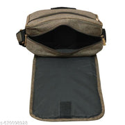 LOREM Khaki Stylish Linen Textured Cross  Sling Bag For Men SL08