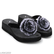 Pack of 2 - Fancy and Georgous Black & Red Fabrication Slippers for Women & Girls Combo of 2