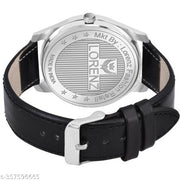 Lorenz Gift Combo Set of Black Analog Watch & Hi-Quality PU Wallet for Men | CM-406WL-01