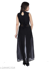 Shimao Georgette Women Front Slit Round Neck Cut Sleeve Kurti