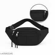 Zerrish Men's Black Waist Bag – Waterproof Travel Fanny Pack for Men & Women | Lightweight, Adjustable Hip Bag with Multiple Pockets for Hiking, Outdoor, Running & Daily Use