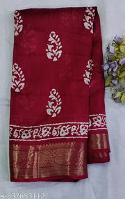 Dola Jaquard Woven Printed Saree With Blouse