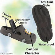 ONFEET Kids Trendy Daily use Comfortable Anti-Skid Casual Car Design Sandals for Boys and Girls, Kids Clogs for Boys and Girls with Sling Back Strap, Lightweight Kids Flipflops & Slippers for Indoor Outdoor Activity, Kids Heels & Sandals Color - Grey