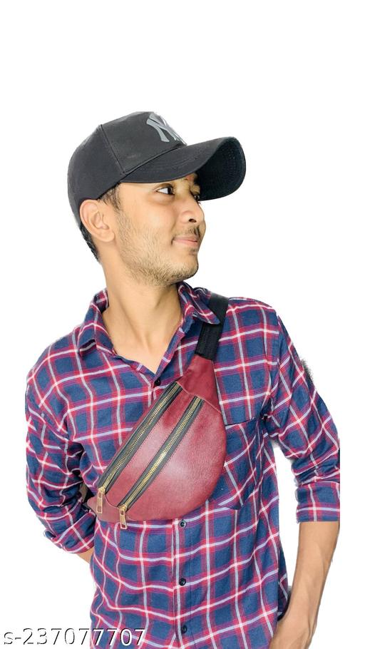 Waist bag for mans maroon Color stylish side chest bag boys classy daily use belt bag mens