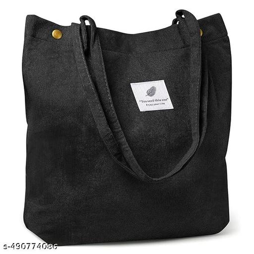 Women Corduroy Tote Bag | Canvas Shoulder Shopping Bags For Ladies | Eco friendly And Washable Shoulder Handbag | Large Capacity Bag For Grocery And Travel | School Work And Casual Occasion Tote Handbag