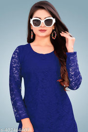 Women Self Design Net Straight Kurta