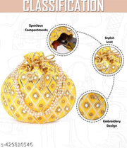 Mirror Worked Ethenic Potli Purse with pearls Handle