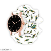 Scrunchies Watch Classic Dial & Unique Scrunchies Watch For Girl & Women Antique Women Multicolor Satin Febric Belt Scrunchies Watch