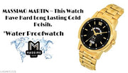 HTM Men have Golden Waterproof Day and Date Watch Black Dial Best For Gift