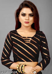 mix-1 georgette plain saree with brocde vell blouse