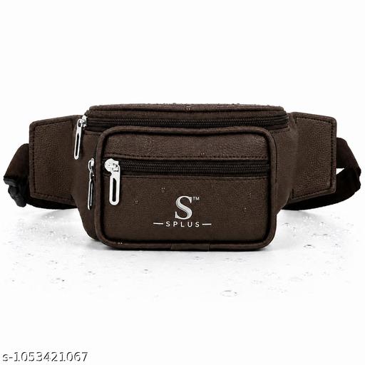 Brown Waist Bag for Men & Women | Fanny Pack Belt Bag | Multi Pocket Waist Pouch | Travel Sling Bag | Crossbody Bag | Stylish Adjustable Waist Bag