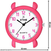 XTIME Analogue Watch Round White Dial & Pink Resin Strap for Boys & Girls