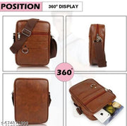 Premium Leather Look Sling Bag for Men | Stylish Crossbody Travel Side Bag | Anti-Theft Shoulder Messenger Bag | Men's Chest Bag for Biking