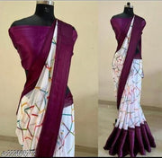 best satin silk printed daily wear saree