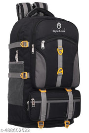 STYLE LOOK Travel & Hiking Rucksack with Dual Large Compartments, Triple Front Quick‑Access Pockets, Side Mesh Water Bottle Holders, Hip Adjustable Belt, and Padded Back for All‑Day Comfort