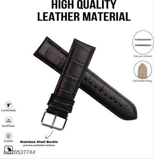 22 mm Genuine Leather Watch Strap  (Dark cherry)