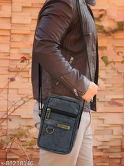 Veneer Casual Shoulder PU Leather Daytrip Office/College/Business Crossbody Sling Bag For men