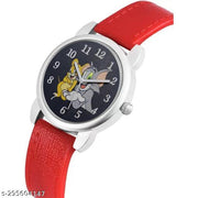 Yolako Black Dial Red Pu Unisex Boy-Girls Kids Watch
