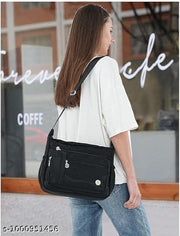 Crossbody Sling Bag for Men & Women | Lightweight Waterproof Shoulder Messenger Bag | Multi-Pocket Casual Travel Satchel for Office, College & Everyday Use (Black)