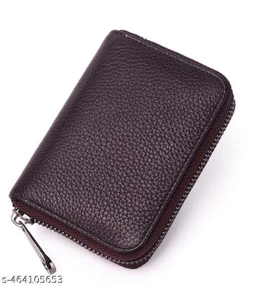 High Quality Zipper, 9 Slots Leather Credit Card Holder | ATM Card Holder For Mens and Womens (PACK OF 1)(Dark Brown)