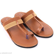 MENS SLIP-ON  KOLHAPURI TAN SANDALS