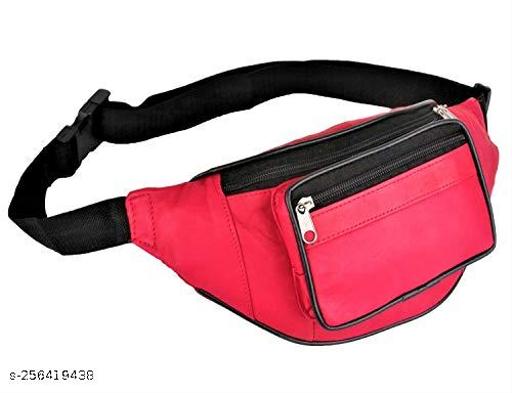 K London Leather Black Men & Women Waist Bag Fanny Bag Travel Pouch Passport Holder (11700_hotpink)
