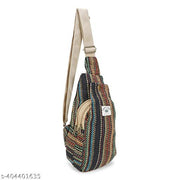 MYRIAD shoulder hemp sling backpack- hemp cross body bag- hemp shoulder backpack adjustable strap for men & women 2 compartments multi-colour pack of 1