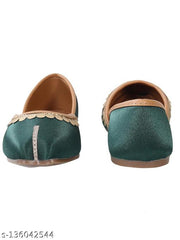 YEPPLO Women's and Girl's Handmade Ethnic Jutti,Lace work on Upper,Traditional Mojari and Jutis