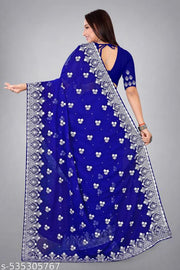 heavy Embroidery Work With Stone Work Saree