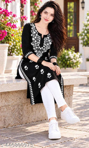 House Of Ara Fashion Womens Hand Embroidered Lucknowi Chikankari Rayon Kurta