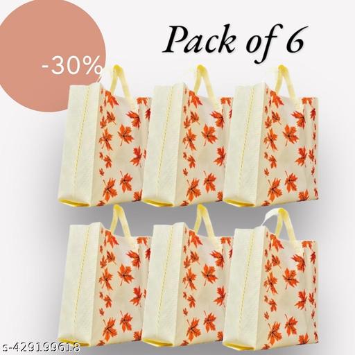 CARRY CLOUD Reusable Grocery Shopping Bag With Handle | Goodies Bag Promotional Bag |Gift Bag | Polyester Bags 15 * 20 * 5 Inch | Pack of 6