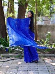 Georgette Bandhani 60gms saree with lace and blouse