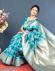 Embellished Jacquard Designer Banarasi silk Saree With Unstiched Blouse Pcs