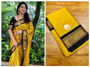 Traditional Design Paithani Sico Silk Saree with running blouse piece ( Gold & Black )