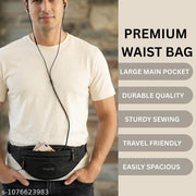 Waist Pack for Travel, Hiking & Sports – Unisex Zip Pouch Belt Bag for Phone, Money & Documents (Black)