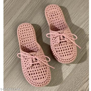 Formic Women's Trendy Flexible Rubber Sandal Slippers | Comfortable Lace-Up Daily Wear Flat Sliders for Girls