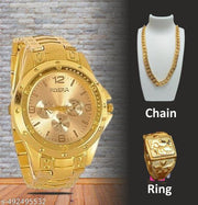 Rosra Golden Causal Formal Watch For Men's (MOR RING | CHAIN)