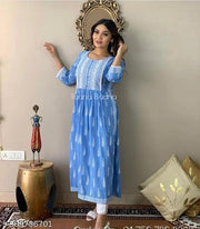 ROZY FABRICS Printed New Kurti for Womens and Girls Rayon