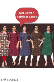 Polyster/Crepe fabric-Aakarsha Alluring Kurtis