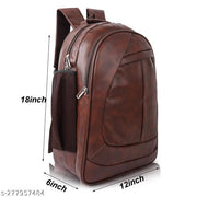 ROMOFY Vegan Leather Classic Office Laptop Shoulder College Business Backpack For Unisex