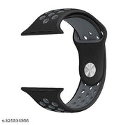 Rycore Sports Band Soft Silicone Sport Wristband Compatible with Apple Watch iWatch Bands 42mm 44mm & 45mm Soft Silicone Strap for iWatch Series 7 6 5 4 3 2 SE [Watch NOT Included] - Black & Grey