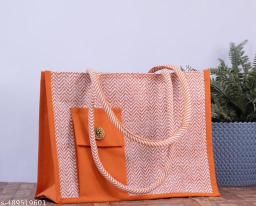 Stylish Jute handbag for women | jute laptop and office bag | Jute travel and daily use bag |Large size Jute bag with zip | Jute lunch bag