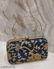 Sky Wing Embroidered Minimalist Elegance Clutch: Sleek, Compact, and Fashion-Forward Design Handicraft Beautiful Sling Box womens Clutch Bag Purse For Bridal, Casual, Party, Wedding Fancy Unique Women Box Clutches With Free Handle